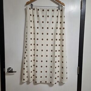 $325 Jenni Kayne Everyday Polka Dot Slip Skirt In Caramel Dot Size XXL